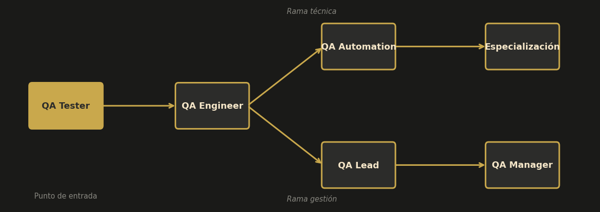 Diagrama de caminos de carrera QA